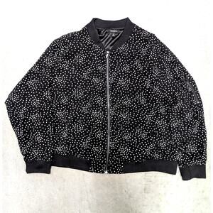 Torrid Black White Polka Dot Chiffon Lightweight Zip Front Bomber Jacket Plus 3